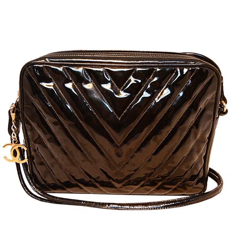 chanel patent black chevron tradesy|Chanel Chevron Black Handbag .